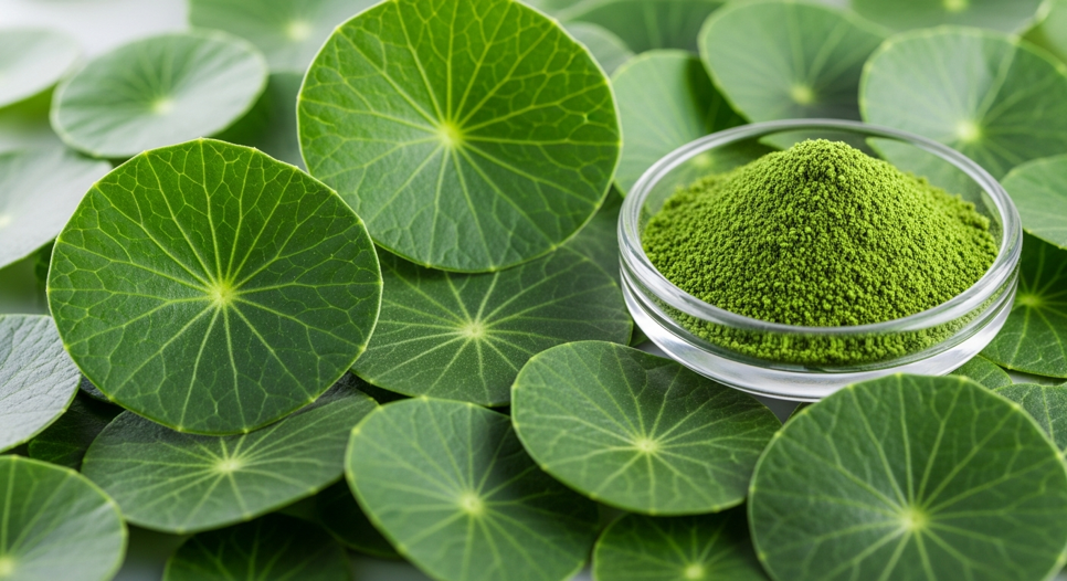 Gotu Kola (Centella asiatica) yaprakları ve ekstrakt tozu