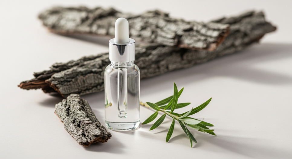 Söğüt kabuğu ekstraktı içeren kozmetik serum şişesi ve söğüt kabuğu