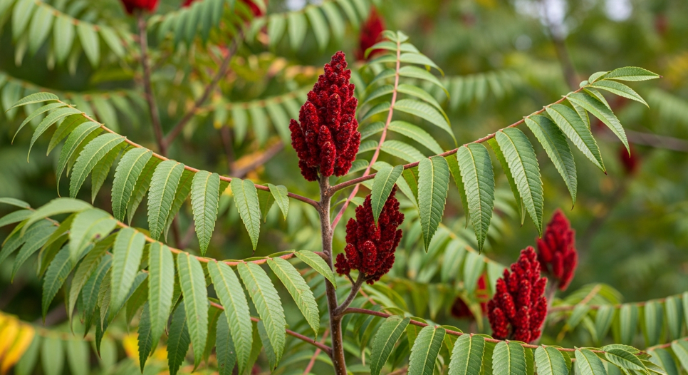 Sumak (Rhus coriaria) meyveleri bitki üzerinde